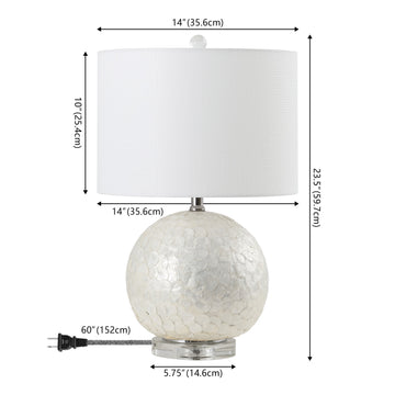 Zuri 23.5" Capiz Seashell Sphere LED Table Lamp - JONATHAN Y